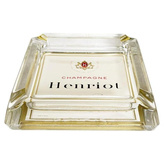 Henriot Champagne Ashtray, Thick Glass, Square Design, France, 1960s For Sale - Image 13 of 13