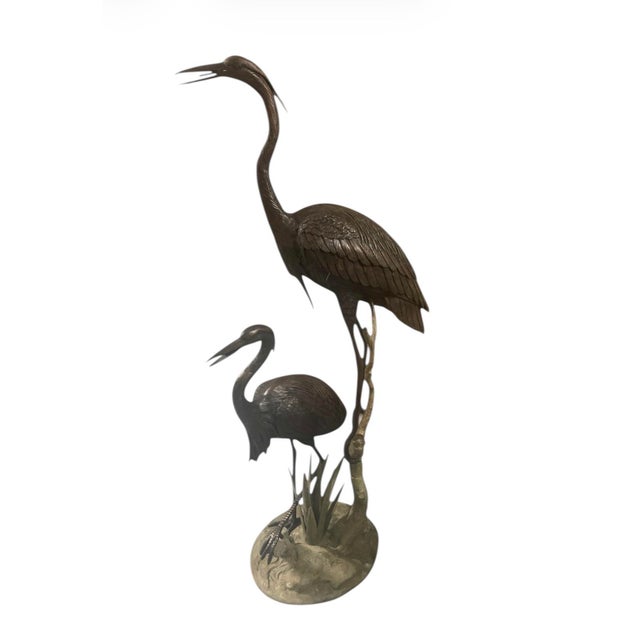 Coastal Bronze Heron Tiered Fountain Sculpture For Sale - Image 3 of 12