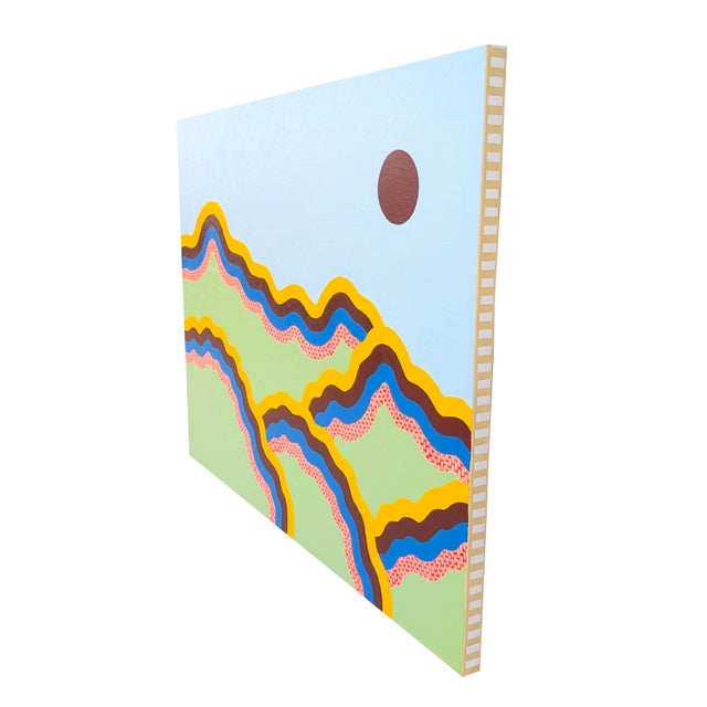 2020s 2026 "Ridges" Contemporary Blue, Green, Red, & Yellow Patterned Abstract Landscape Painting By Tina Ruyi For Sale - Image 5 of 7