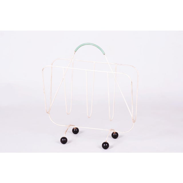 Metal Mid-Century Czech Magazine Stand in Painted Metal, 1950s For Sale - Image 7 of 7