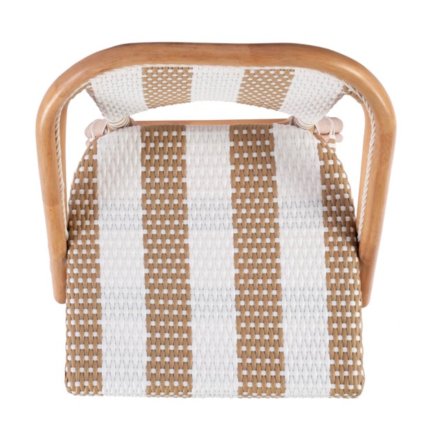 Beige Lila Rattan 28 in. Seat Height Bar Stool with Back and Footrest, Beige and White For Sale - Image 8 of 9
