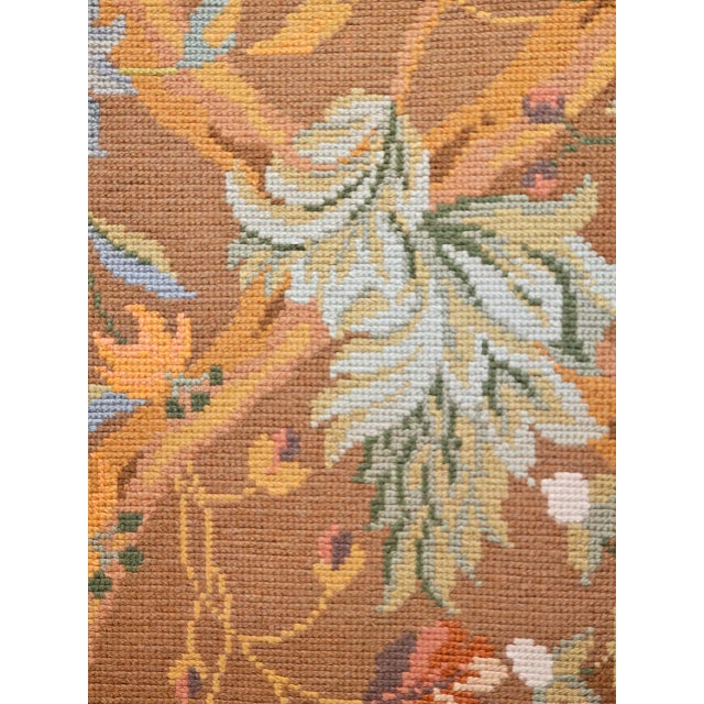 Vintage French Needlepoint Runner, Handwoven Wool, Tree of Life Pattern, Brown & Blue, 4’ X 15’ For Sale - Image 13 of 17