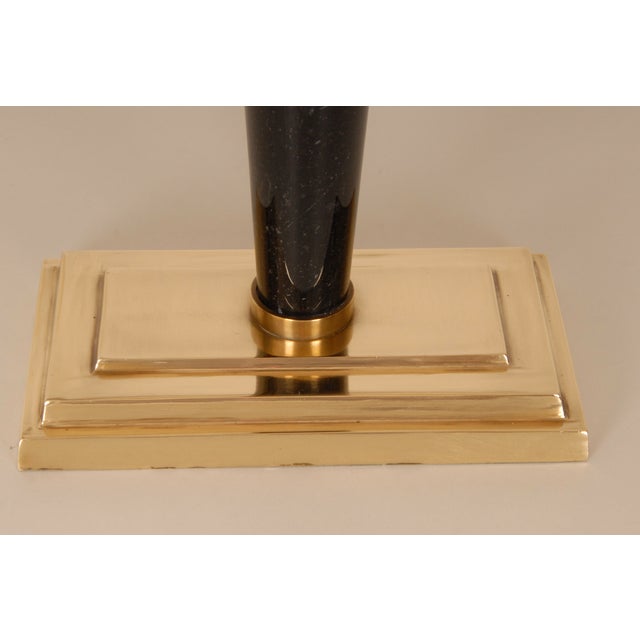 Vintage Italian Table Lamps Black Marble and Gold a Pair For Sale - Image 10 of 12