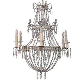 Early 19th Century French Crystal Cut Glass Candle Chandelier For Sale