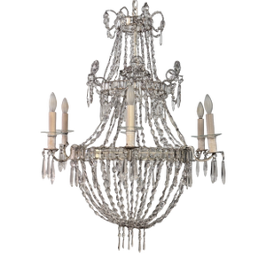 Early 19th Century French Crystal Cut Glass Candle Chandelier