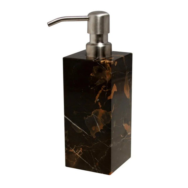 A Myrtus Collection Black and Gold Marble Soap Dispenser.