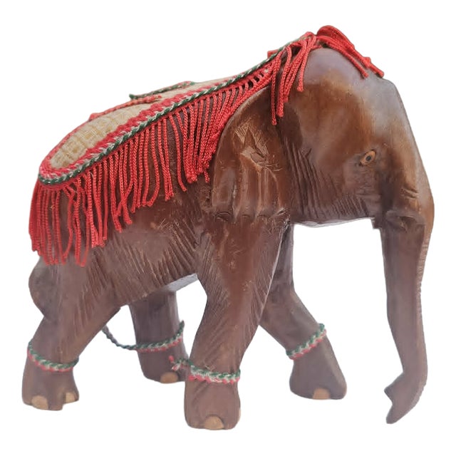Wooden Carved Elephant, India, 1970s For Sale