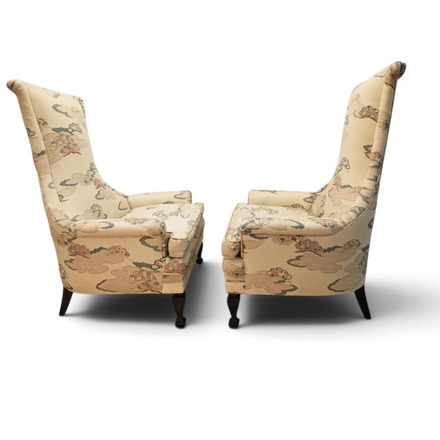 Mid-Century Modern Pair of 1970s Chinoiserie High-Back Throne Chairs, Attributed to Silver Craft For Sale - Image 3 of 14