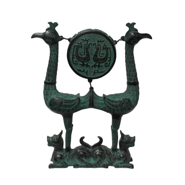 Black Chinese Oriental Green Bronze-Ware Home Decor Display For Sale - Image 8 of 8