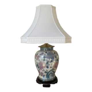 Vintage Lotus Flower Table Lamp With Pagoda Shade For Sale