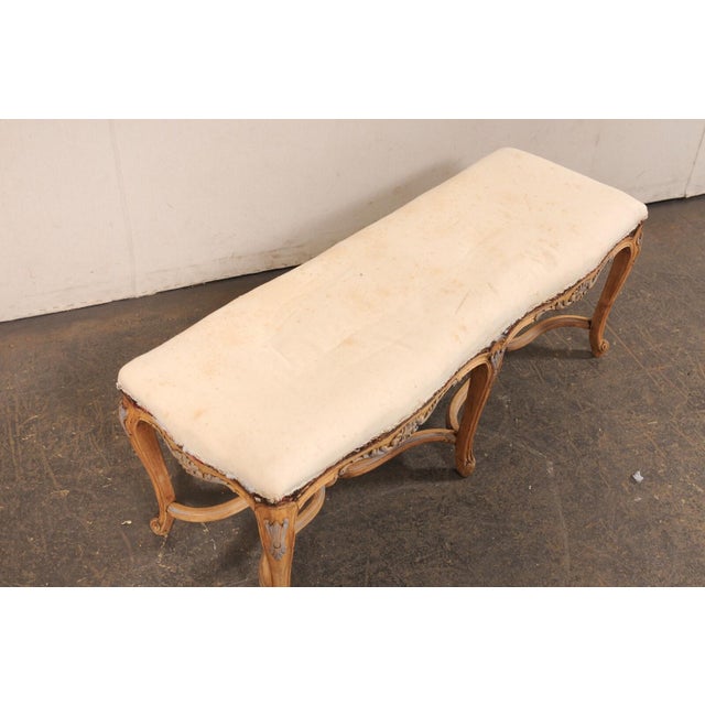 Mid 20th Century 4 Ft French Long Bench, All Sides Carved For Sale - Image 10 of 10