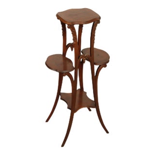 French Art Nouveau Mahogany Tiered Plant Stand For Sale