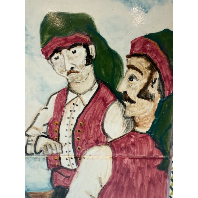 Ceramic Vintage Framed Portuguese Ceramic Tile Mural For Sale - Image 7 of 9