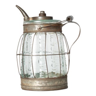 19th Century Glass Kerosene Bottle With Wire Cage For Sale