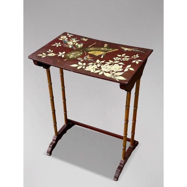 Brown French Floral Painted Nesting Tables, 1880s, Set of 4 For Sale - Image 8 of 13