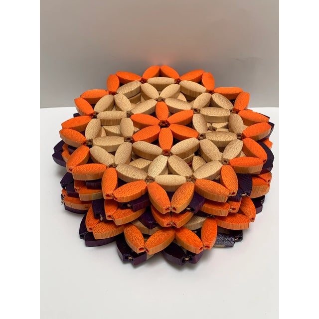 Vintage Wooden Woven Coasters or Trivets- Set of 7 For Sale - Image 9 of 9