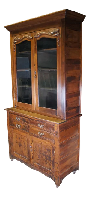 Antique American Victorian Oak Stepback Hutch Display China Cabinet Bookcase