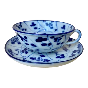 Antique Chinese Spiral Lotus Tek Sing Tea Cup and Saucer