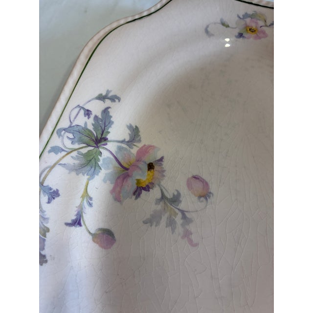 Pink Vintage Steubenville Rose Dawn Pink Floral Rectangular Platter For Sale - Image 8 of 15