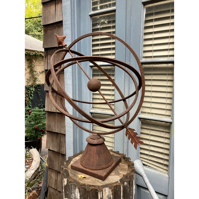 Vintage Rusted Iron Armillary Late 20th Century For Sale - Image 10 of 10