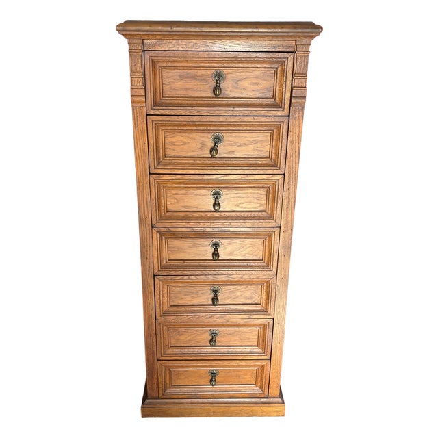 Vintage Drexel Guildhall Oak Lingerie Chest, 7 Drawers For Sale