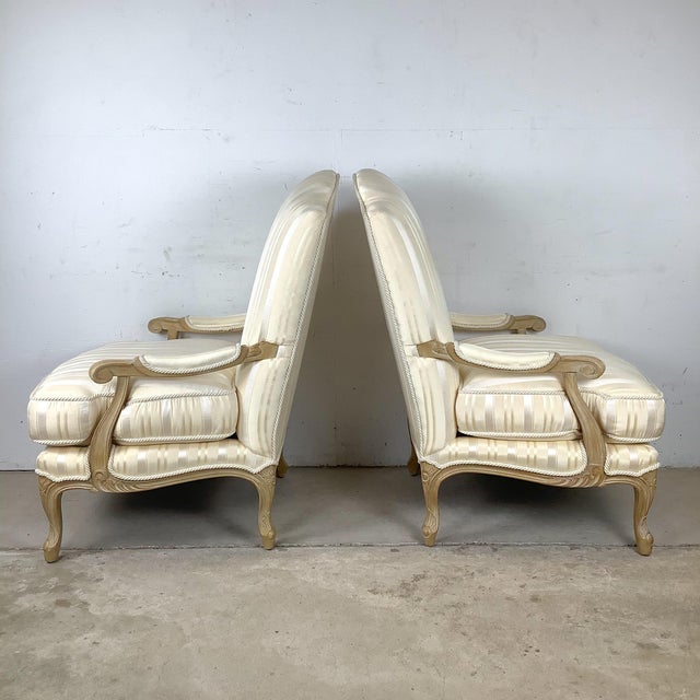 Pair of Louis XV–Style Bergère Armchairs in French Revival Taste For Sale - Image 4 of 12