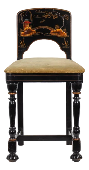 Midcentury Chinoserie Lacquered Small Accent Chair