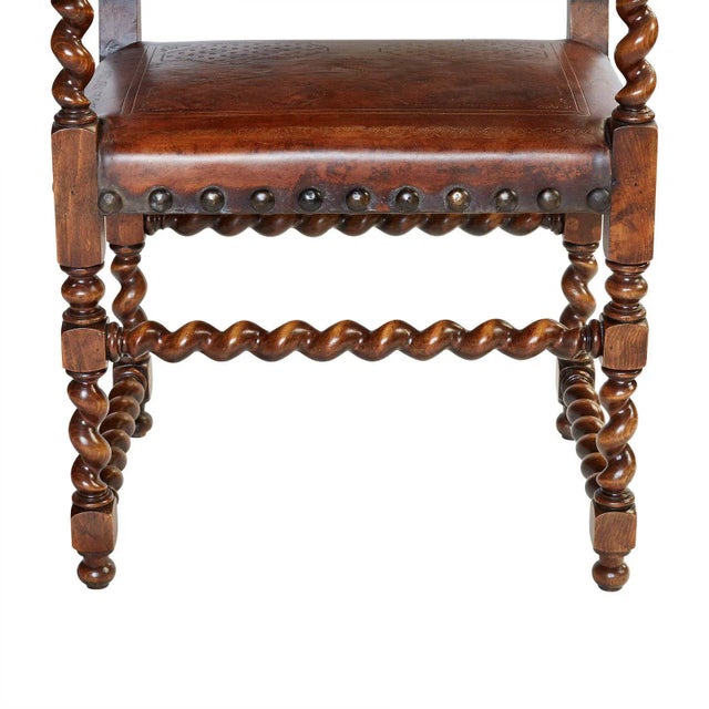 19th Century Italian or Spanish Large Walnut Armchairs Circa 19th Century, a Pair For Sale - Image 5 of 11