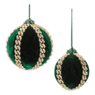 Shimmer Ball Ornaments (Set of 4)  3" & 4" Plastic/Polyester Christmas Decorations For Sale