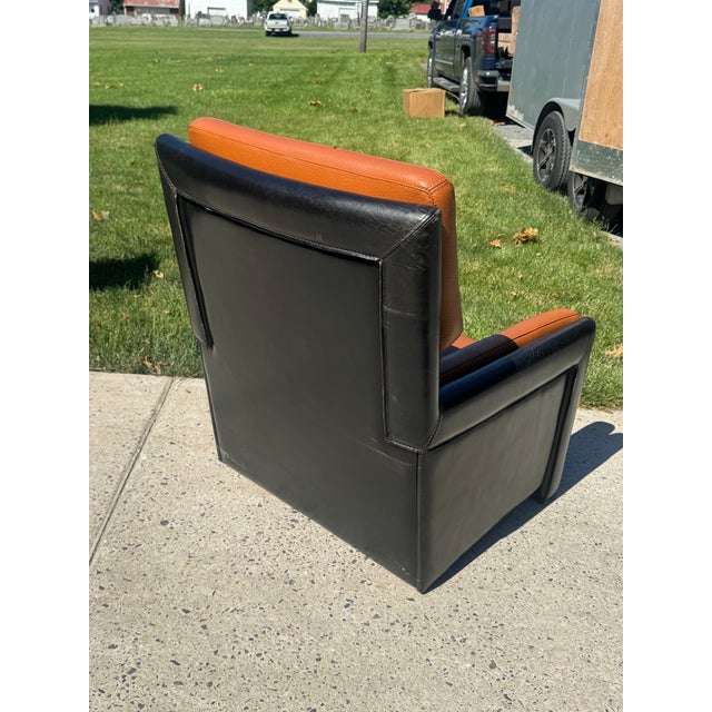 Vintage Roche Bobois Leather Chair & Ottoman For Sale - Image 9 of 11