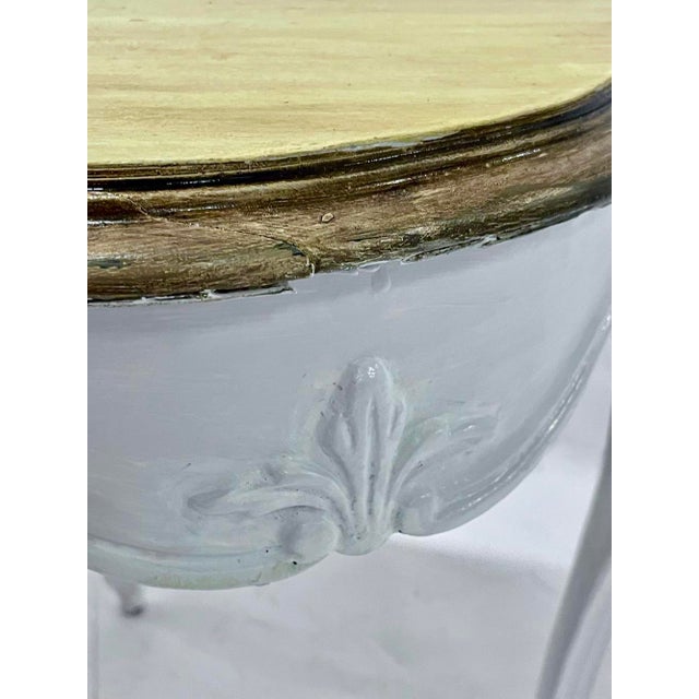 Wood Vintage Painted Leg & Streaked Top Carved Table For Sale - Image 7 of 9