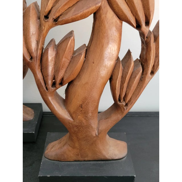 Vintage 1960s Teak Modernist Sculptures - a Pair For Sale - Image 4 of 12