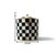 Striking black-and-white checkered vanity jar with Hollywood Regency glam. Handmade in Morocco with mother-of-pearl inlay...