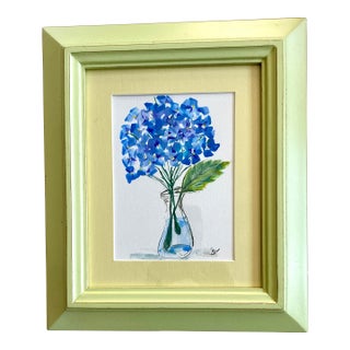 Botanical Watercolor Painting Hydrangea by Sandra Wright For Sale