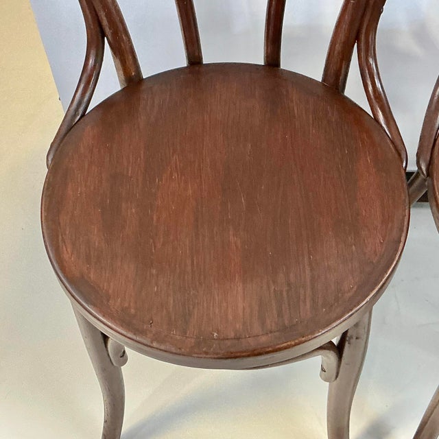 Brown 1940s Boho Chic French Style Heywood-Wakefield Bentwood Bistro Cafe Chairs - Set of 4 For Sale - Image 8 of 18