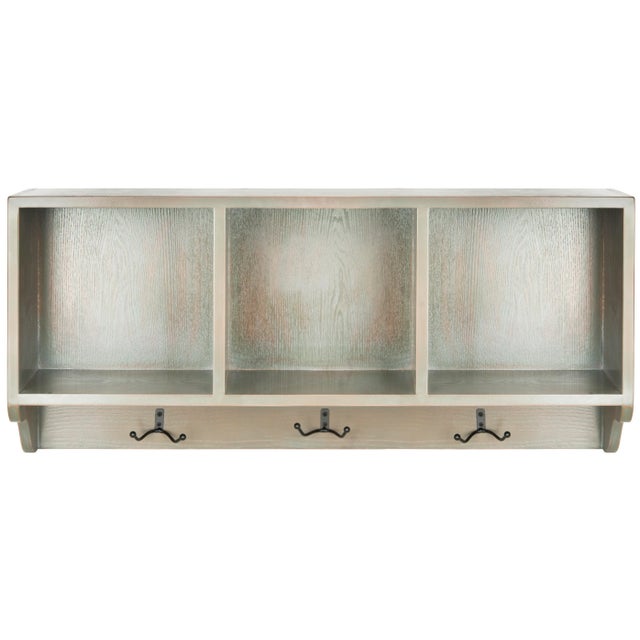 Wall Shelf With Storage Compartments in French Grey For Sale - Image 4 of 4