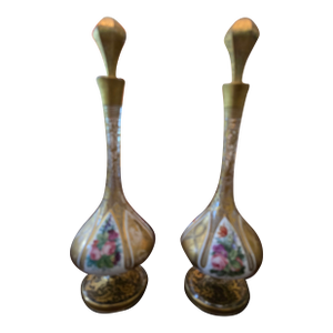 Antique Moser Bohemian Glass Museum Pair Perfume Bottles
