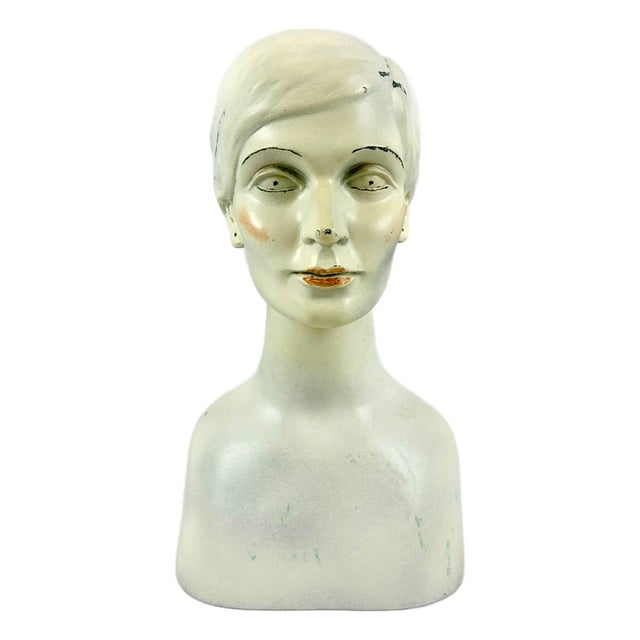 Mid-Century Female Head Mannequin Sculpture, 1950s For Sale
