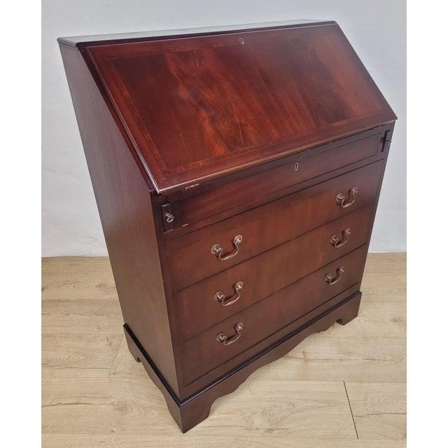 1960s Vintage Secretaire with Green Leather Top, 1960 For Sale - Image 5 of 18