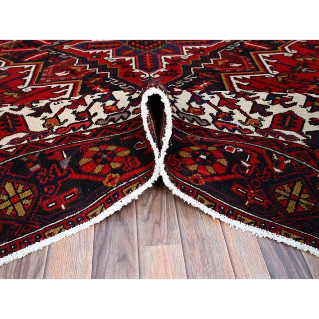 1960 8'4"x10'7" Penn Red Hand Knotted Clean With Centre Flower Element Oriental Rug For Sale - Image 9 of 12