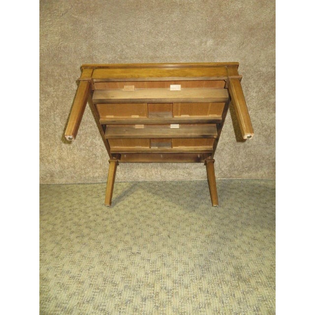 Wood Vintage Baker Burl Wood Table Mid Century Square Coffee 4 Drawers MCM For Sale - Image 7 of 13