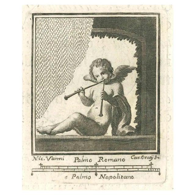 Carlo Oraty, Roman Still Life Fresco, Etching, 18th Century For Sale