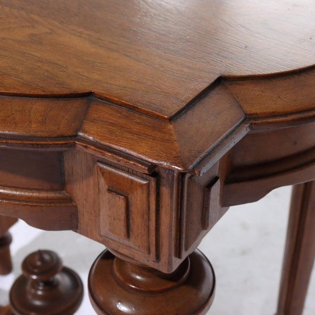 Antique Renaissance Revival Walnut Turtle Top Side Table C1890 For Sale - Image 10 of 10