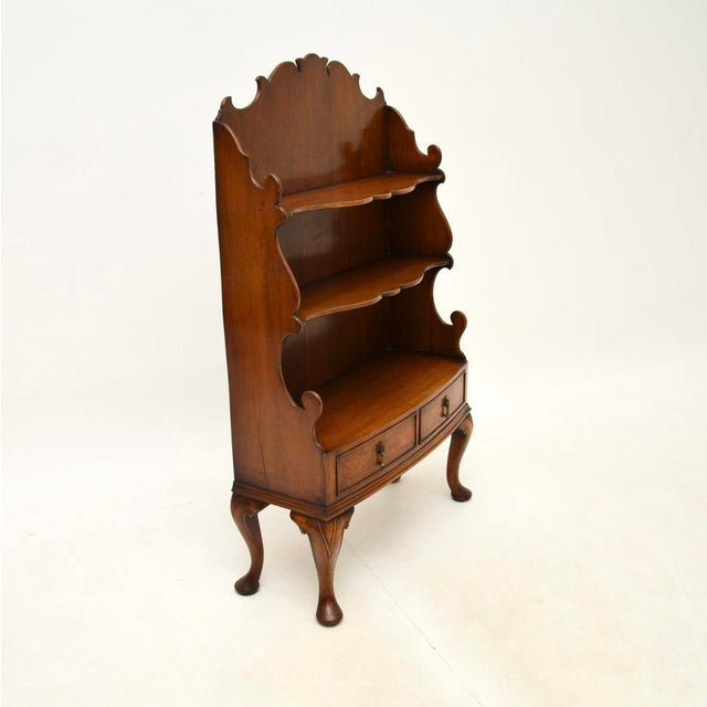 Antique Burr Walnut Cascading Open Bookcase, 1900s For Sale - Image 3 of 11