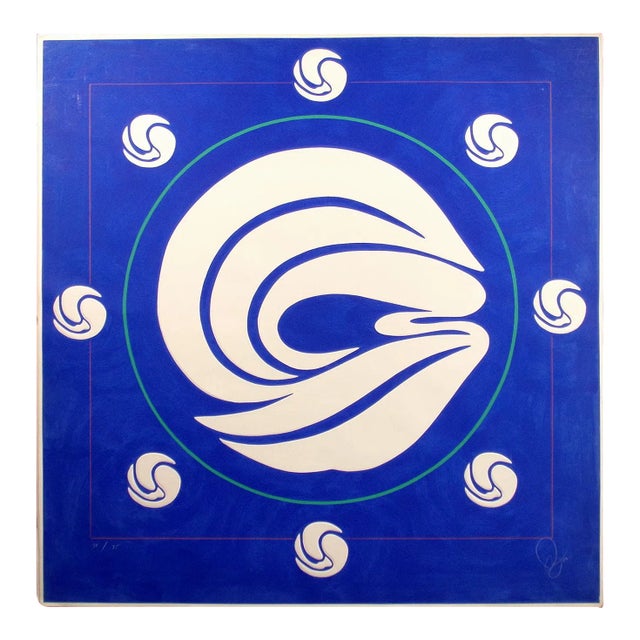 Jack Youngerman "Mandala (Blue)" Signed & Numbered Silkscreen Pochoir & Intaglio For Sale