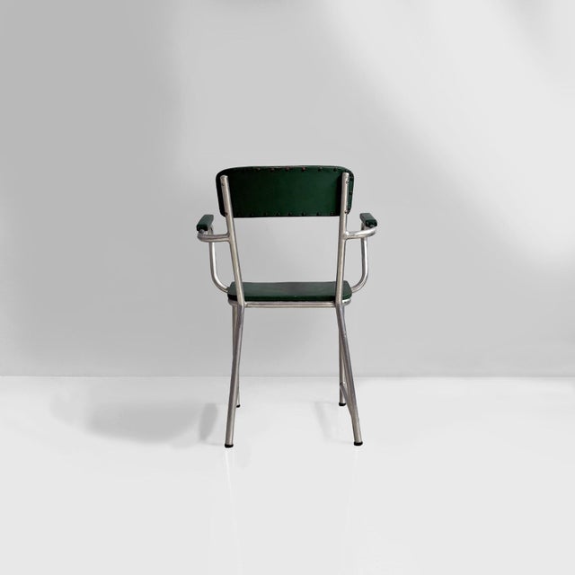 Metal Italian Metal and Faux Leather Chairs by Maltoni Carlo Arredi Metallici, 1930s, Set of 2 For Sale - Image 7 of 18