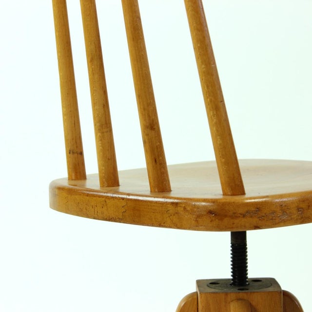 Mid-Century Piano Swivel Stool with Backrest, Former Czechoslovakia, 1960s For Sale - Image 12 of 13
