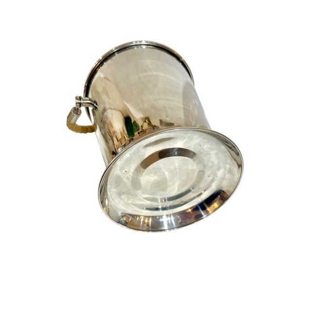 Vintage Stainless Steel Ice Champagne Bucket With Rope Handle For Sale - Image 10 of 12