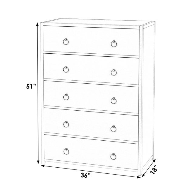 Modern Lark 36 in. W Rectangular Wood 5 Drawer Dresser/Chest of Drawers, Walnut For Sale - Image 3 of 8