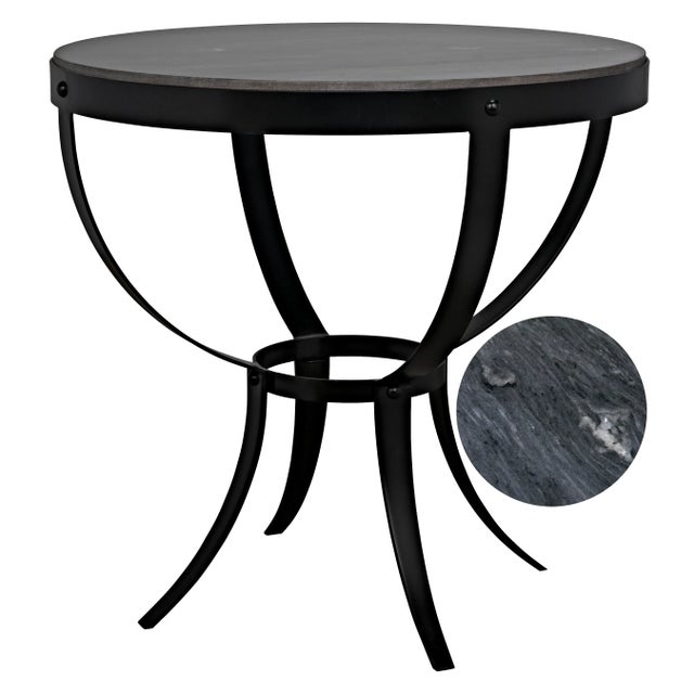 Metal NOIR Byron Side Table in Black Metal with Marble For Sale - Image 7 of 7